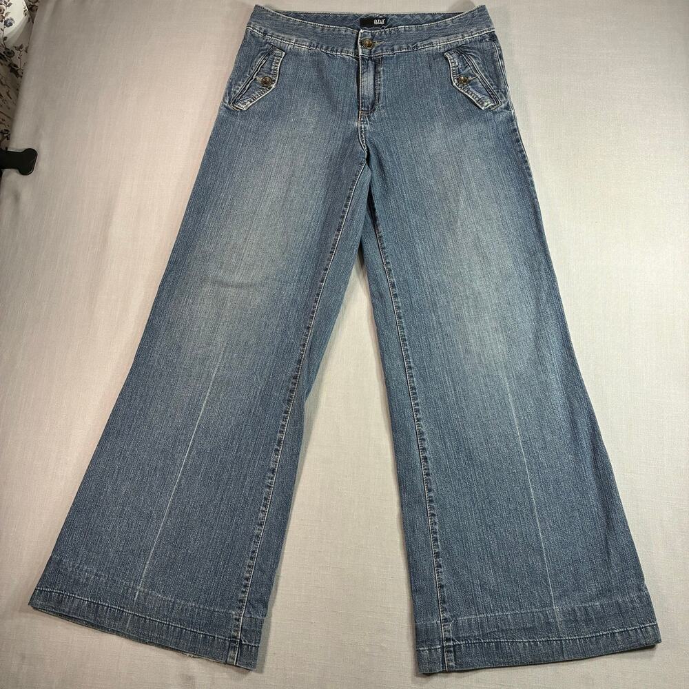 a.n.a Womens Size 10 Wide Leg Jeans Blue 100% Cotton Light Wash Denim